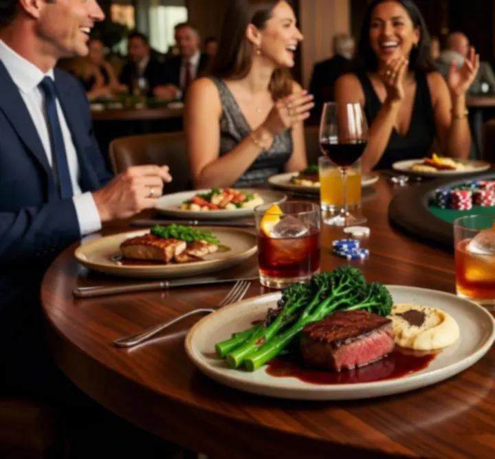 Modern Australian dishes served beside a poker table