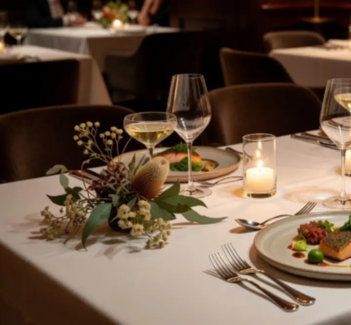 Fine dining event table set for guests at WATCH SERVICE ATELIER